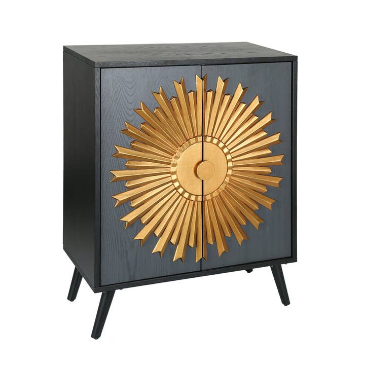 Mathena Accent Cabinet Grey & Gold for wholesale by Belles Lighting