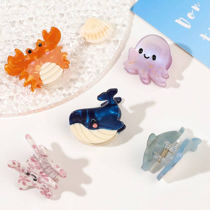 ACCITY - Wholesale Hair Clip - Women's - CUTE OCEAN STARFIS,SEA SNAIL SMALL ACETATE HAIR CLAW CLIPS9