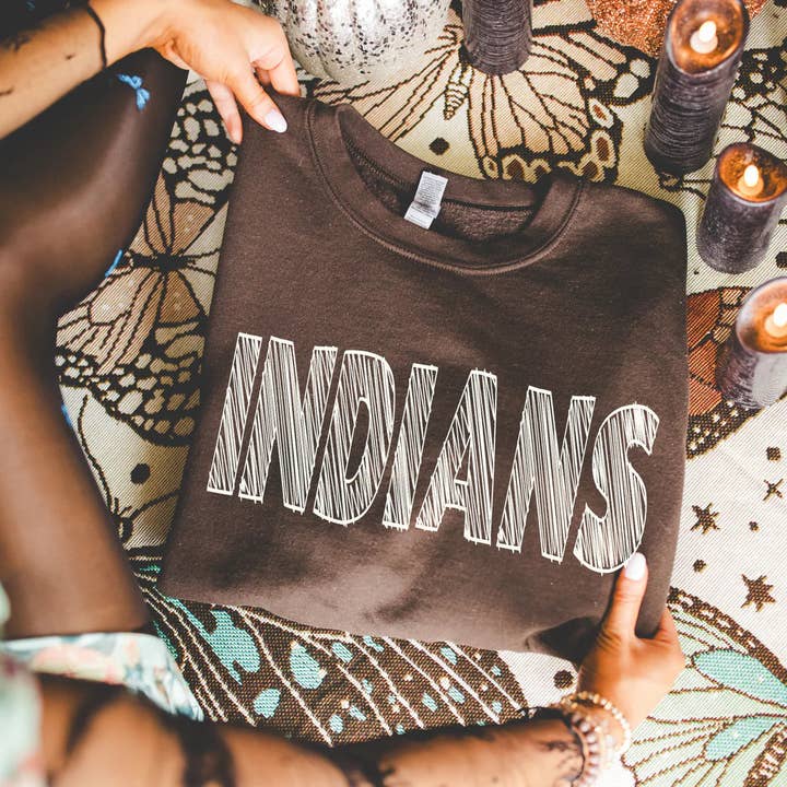 ZZ Threadz - Wholesale Graphic Sweatshirt - Women's - Indians School Spirit Scribble Sweatshirt
