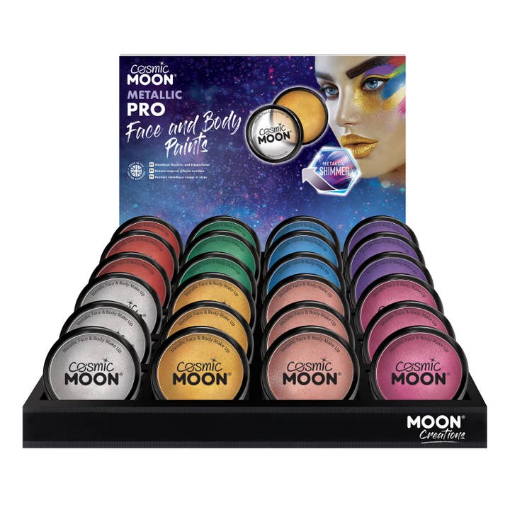 Metallic Professional Face Paint 24 Full Display for wholesale by Moon Makeup