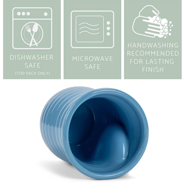 EAST AVENUE - Wholesale Coffee Mug - Handwarmer Mug Ribbed Blue 14 Oz