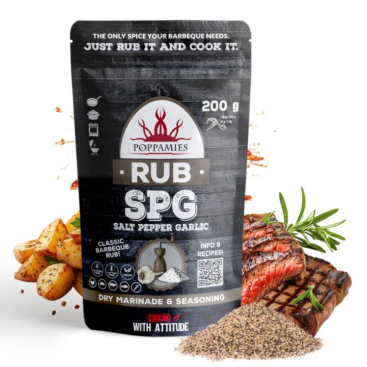 Lukata LTD - Venta al por mayor Condimentos - Poppamies para untar con sal, pimienta y ajo, adobo seco y condimento, perfecto para pollo, verduras, pescado, ternera y cerdo, ideal para la parrilla o el horno, paquete grande (200 g)