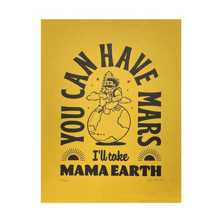 Nature Print Mama Earth Wall Art Illustration 8.5 x 11 for wholesale by Burny Wilds