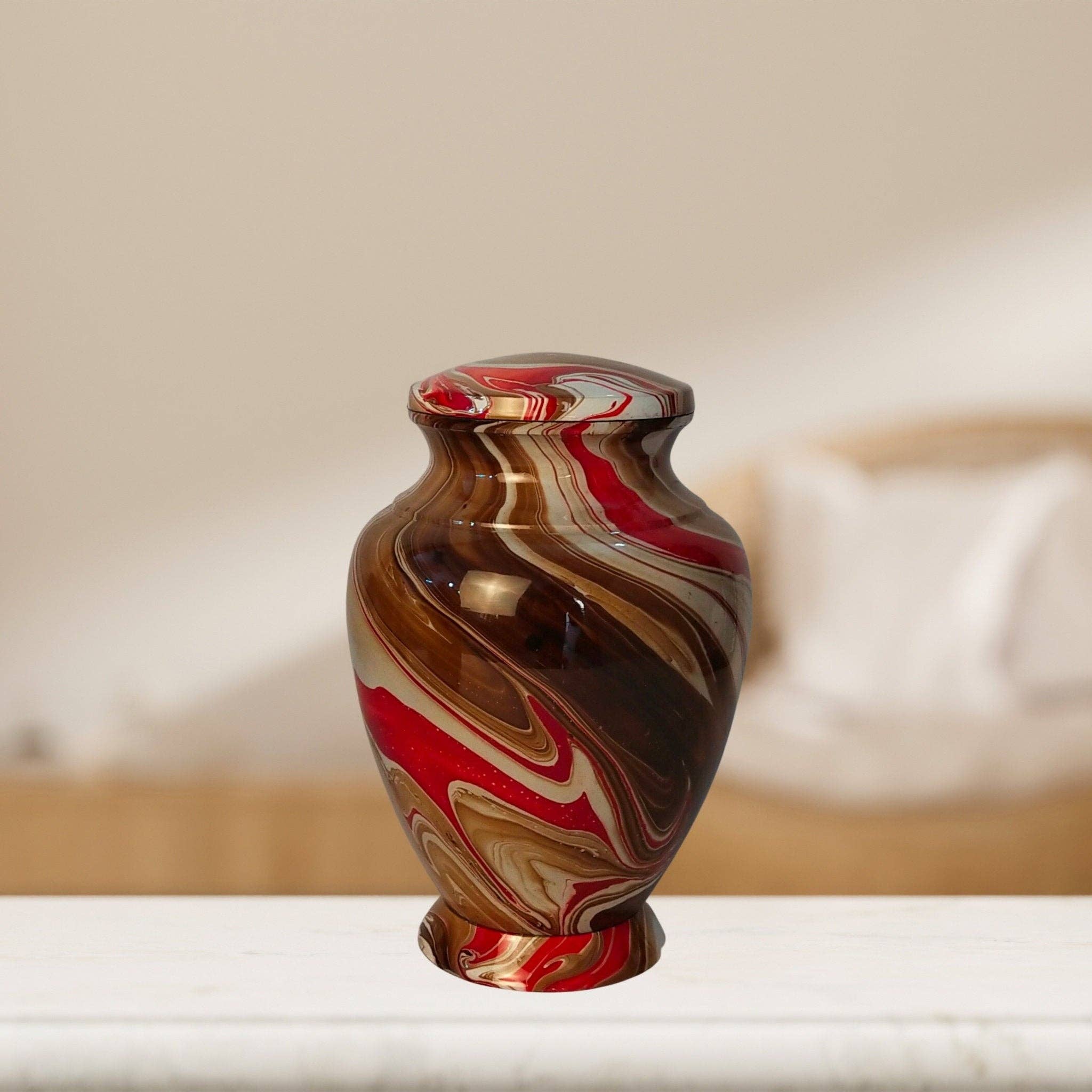 Plutus imports - Vente Urnes - Grande urne de crémation pour adultes avec finition en marbre pour cendres humaines3