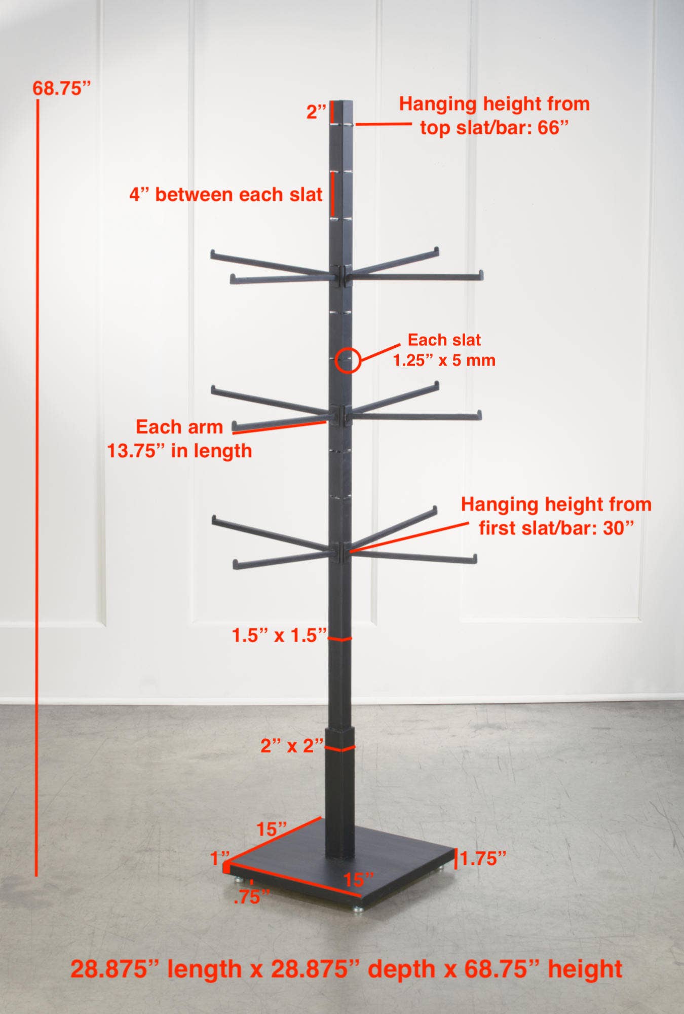 Tripar International - Vente Support/étui pour présentoir - Présentoir sur pied à 4 faces avec 12 bras réglables11