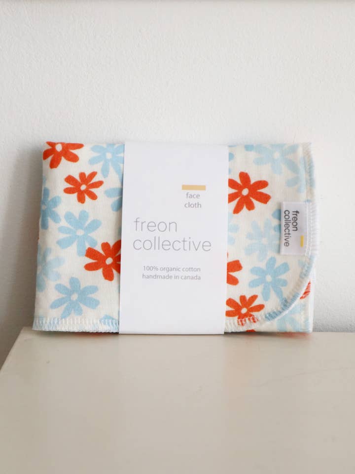 Organic Cotton Face Cloth - Fleur Blooms for wholesale by Freon Collective