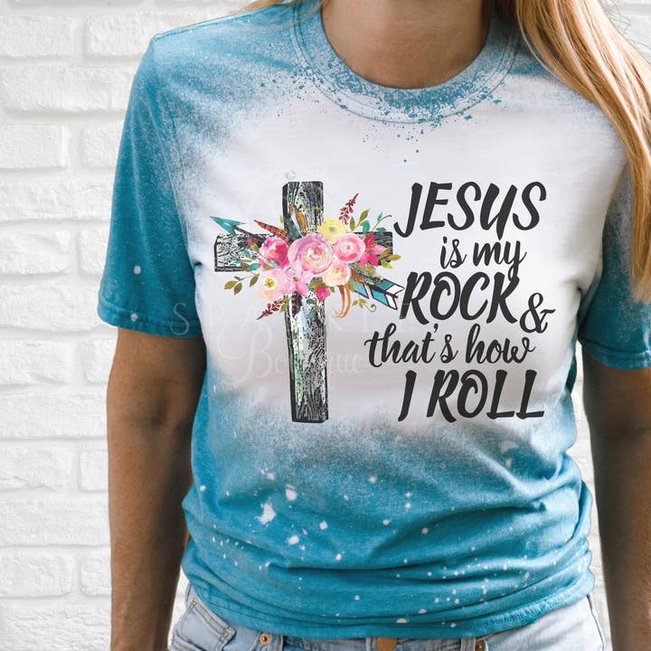 Chemise blanchie Jesus is my Rock and That's How I Roll pour la vente par Sparkle Boutique2U