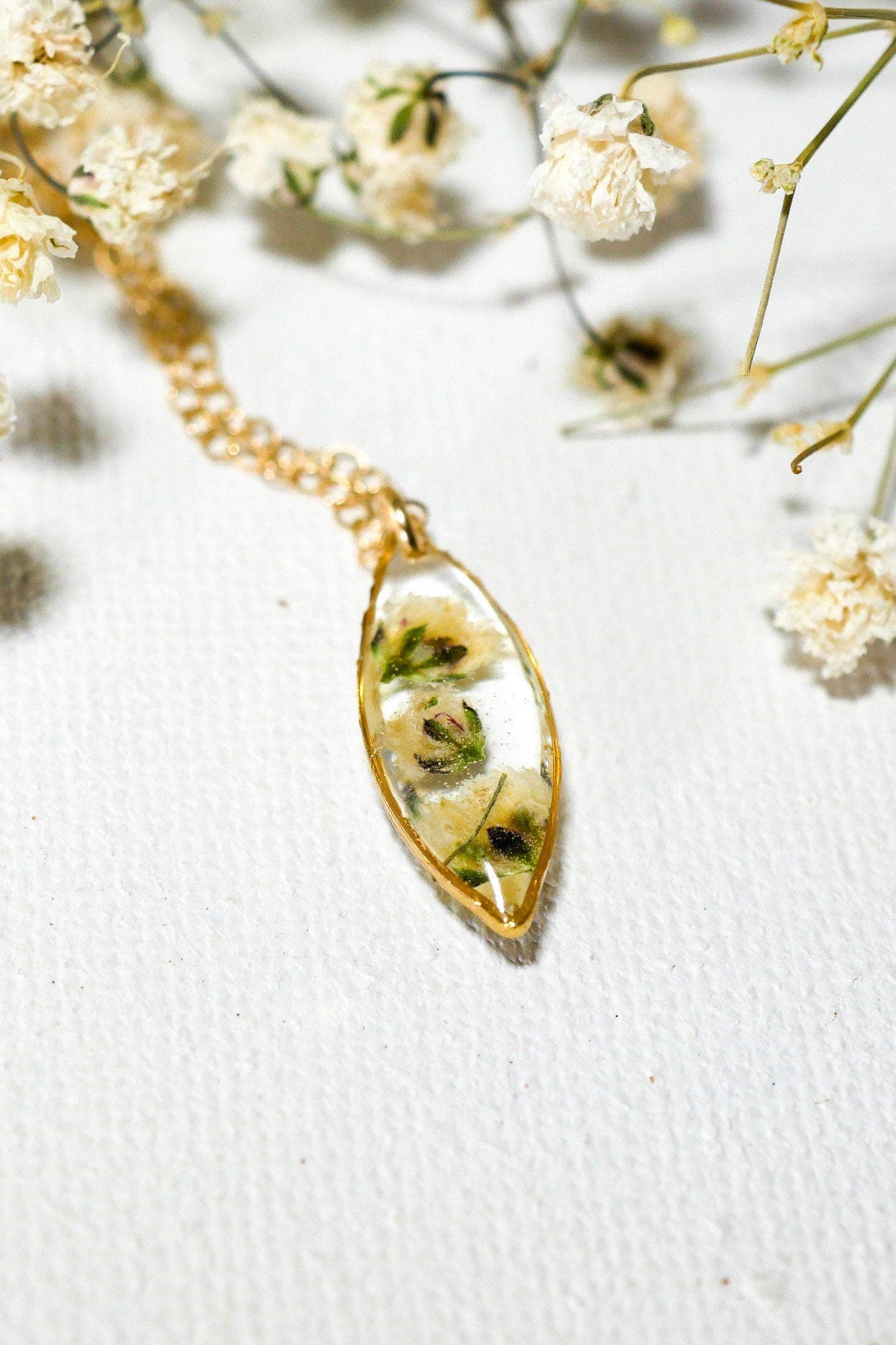 Remedy Designs - Wholesale Pendant/charm necklace - Tiny Baby's Breath Marquise necklace3