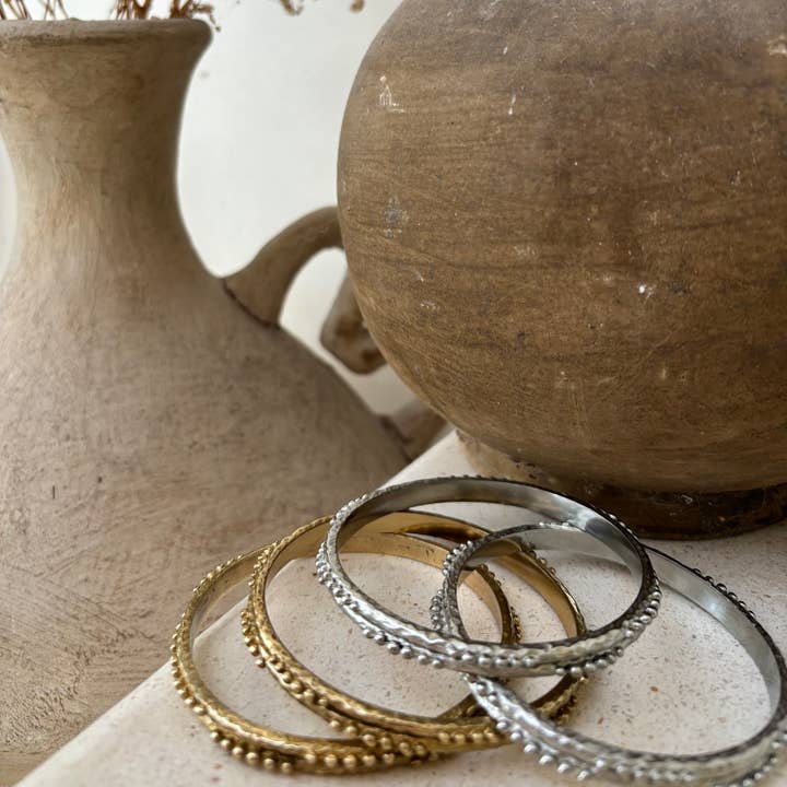 Nakila Collective - Wholesale Jewellery set - Raja bangle set - White brass 8