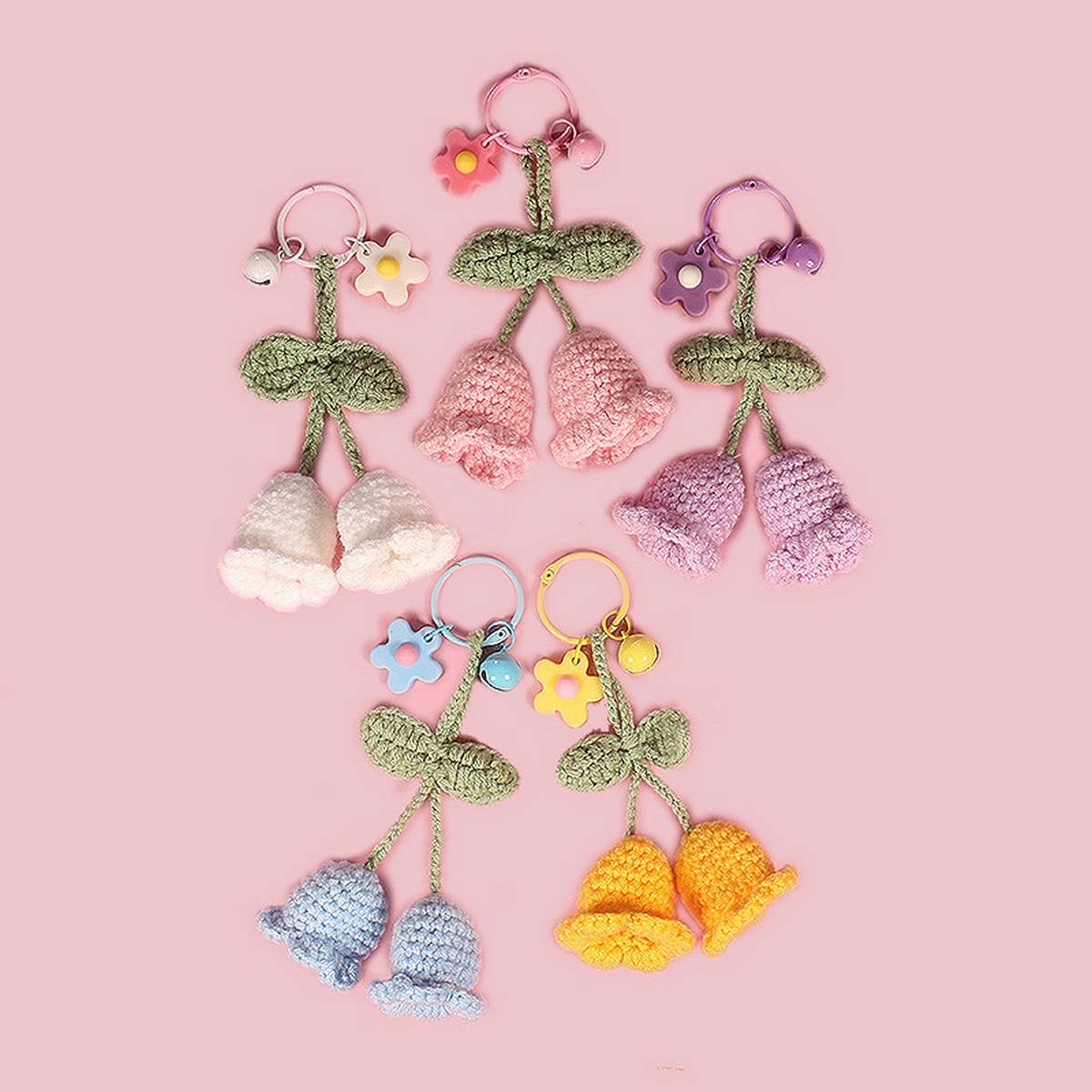 ACCITY - Wholesale Keychain - Women's - HAND-WOVEN LILY OF THE VALLEY FLOWER PENDANTS_CWASC08376