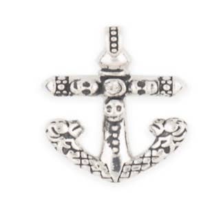 CZ antiqued anchor cross pendant in rhodium for wholesale by S&A Fashions