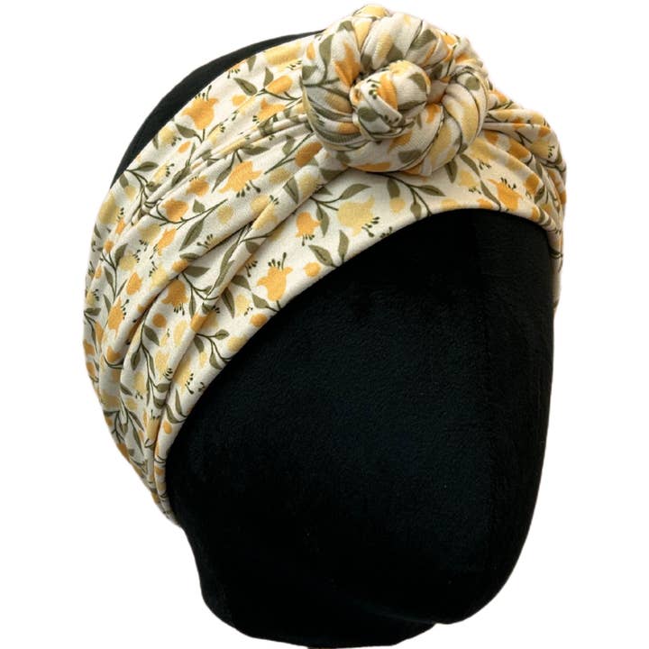 Gelbes Blumen-Wickelstirnband für den Großhandel von The Sassy Olive Handmade Headbands