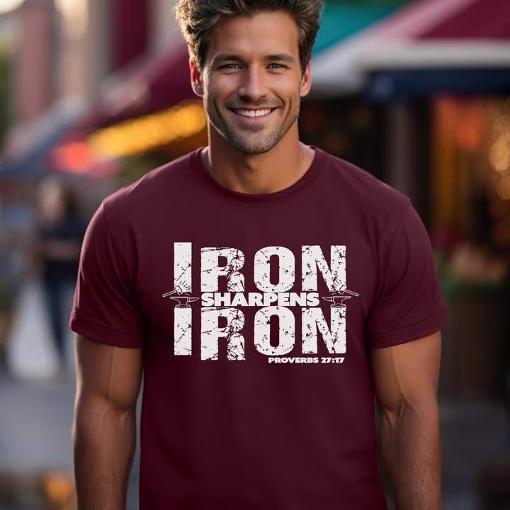 Love Ann Joy Apparel, LLC - Wholesale Screen Printed T-Shirt - Men's - Iron Sharpens Iron Shirt - Proverbs 27:17 Christian T-Shirt6