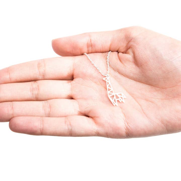 La Menagerie - Wholesale Halskettinghanger - Giraffe zilveren origami ketting8