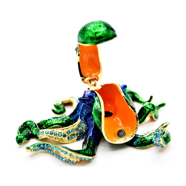 Ciel Collectables - Vente Boîte/rangement à bijoux - Boîte à bijoux Blue Octopus. Fabriqué à la main avec Swarovski2