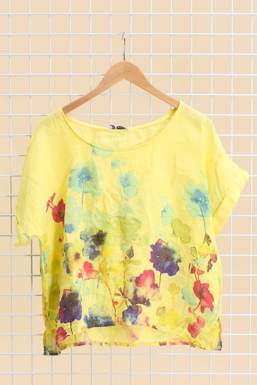 la maison des fibres naturelles – wholesale T-shirt – women's – Round neck printed linen T-shirt 23310 100% LINEN19