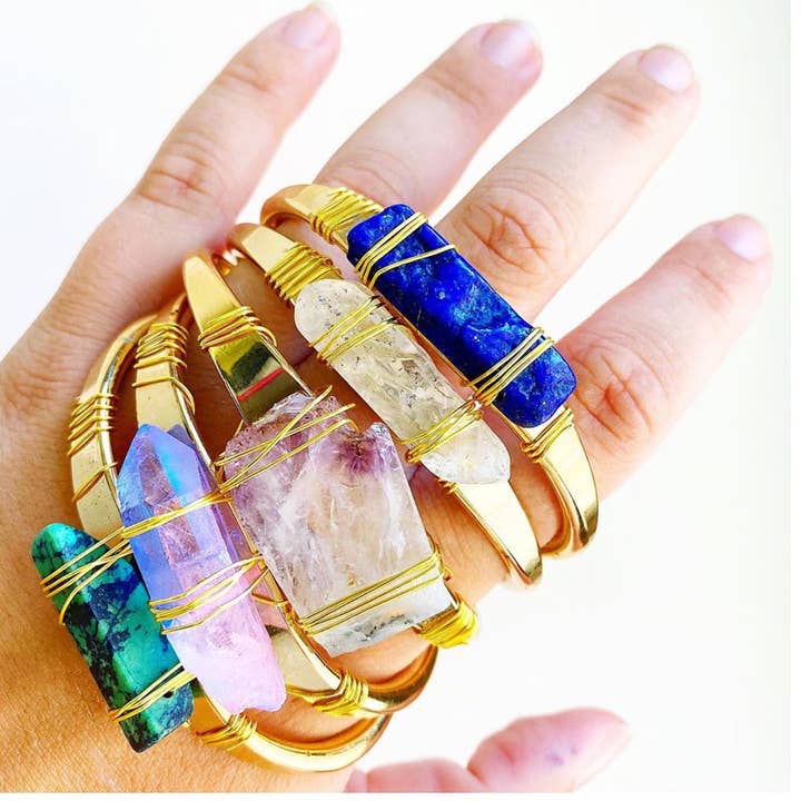 Etymology Jewelry - Wholesale Cuff Bracelet - Amethyst Cuff Bracelet- Amethyst Bangle Jewelry Crystal Cuff