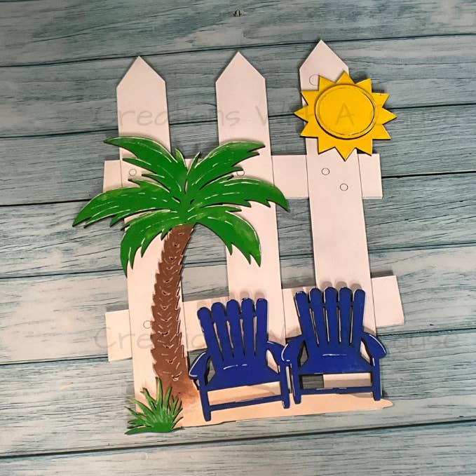 Beach Chairs w/Palm Tree Interchangeable Set - Fence Stand for wholesale by Creations With A Cause