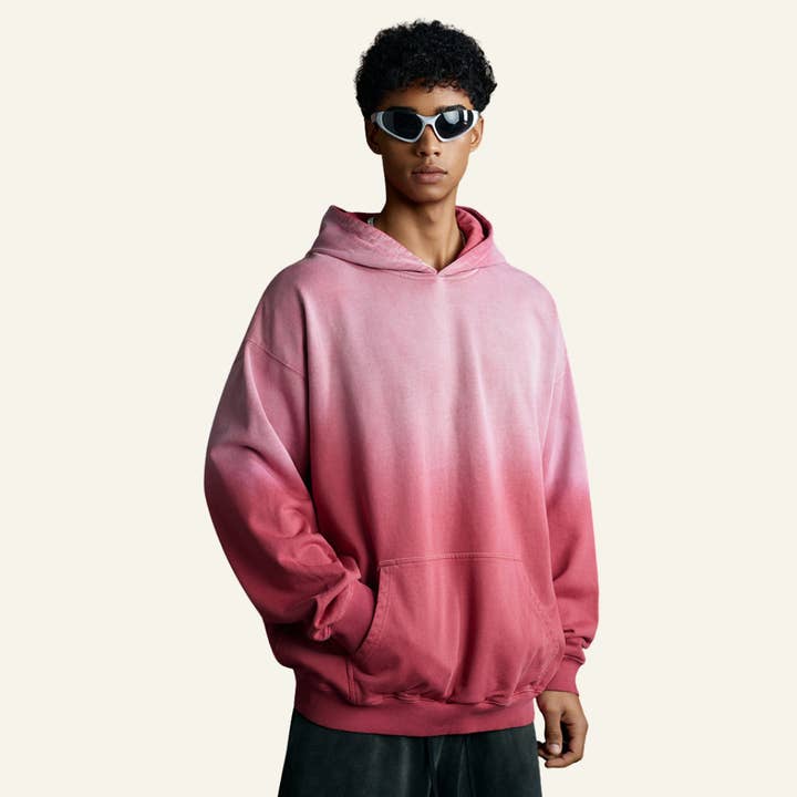 Heren 480 Zware Vintage Kleurverloop Katoenen Hoodie voor wholesale door particleactive