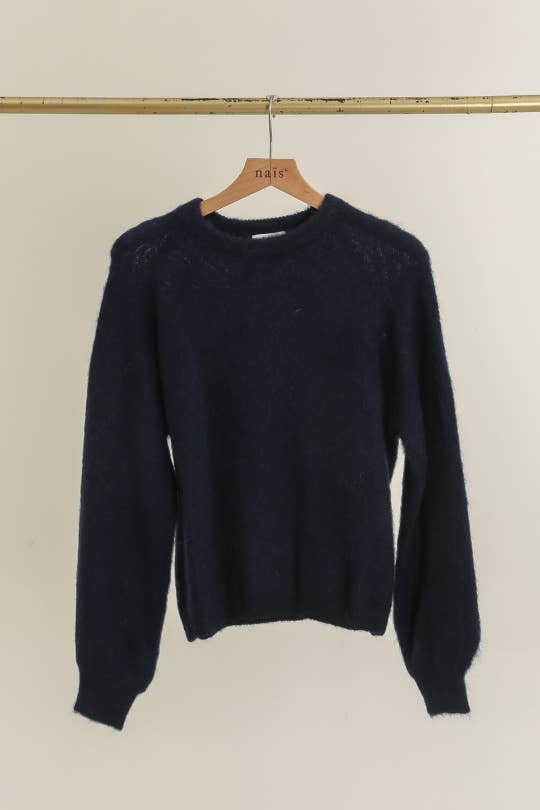 NAÏS PARIS - Wholesale Knit Sweater - Women's - Round neck sweater with buttoned sleeves in kid mohair and merino wool30