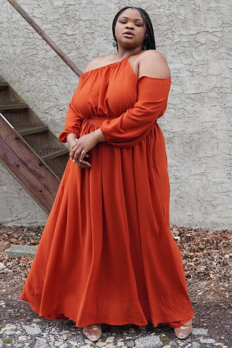 Nina Cheyenne Apparel - Vente Robe – femme - Robe longue Gabriella en terre cuite4