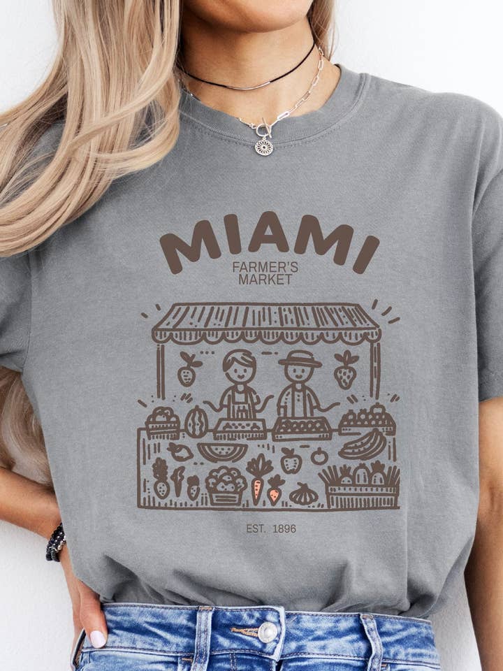 Soil Comforts - Wholesale Screen Printed T-Shirt - Unisex - MIAMI Farmer's Market Art Printed T-Shirts1