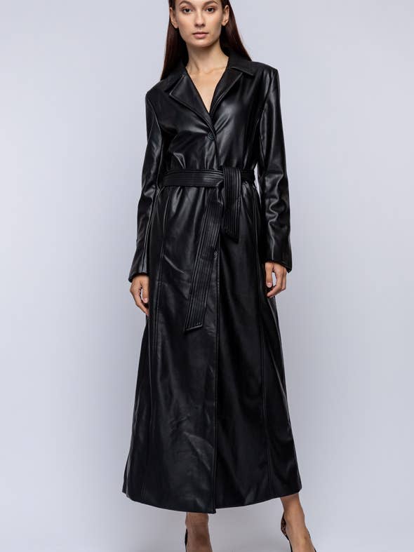 VESTE LONGUE EN SIMILICUIR pour la vente par QMP Moda