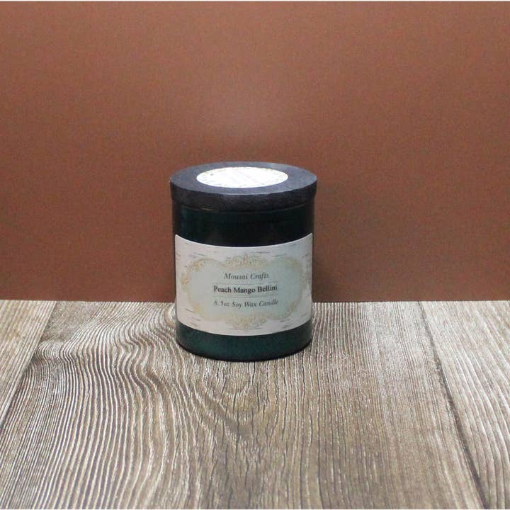 Peach Mango Bellini 8.5oz Soy Wax Candle for wholesale by Mousai Crafts