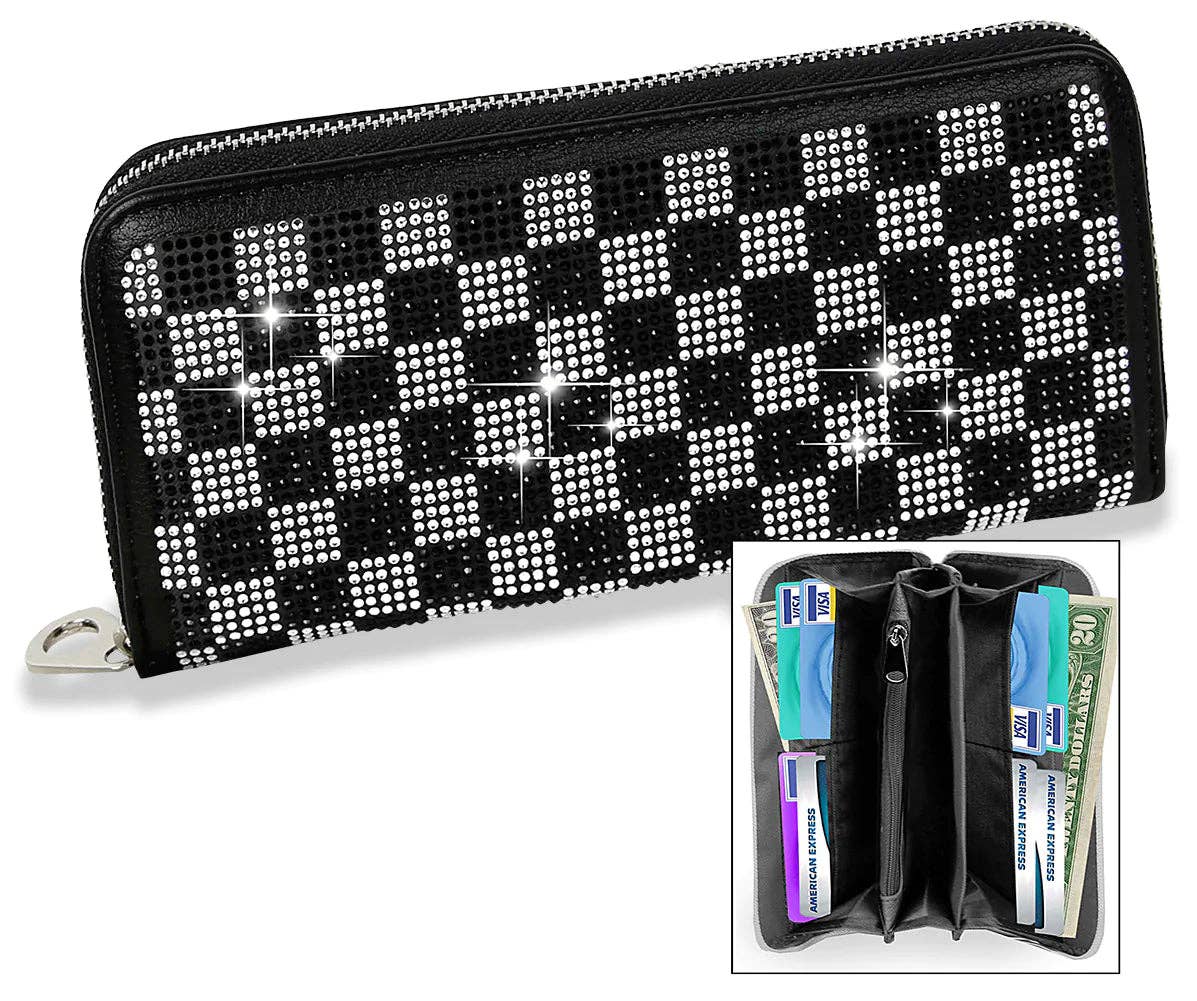 Handbag Express - Wholesale Wallet - Women's - Checkerboard Bling Accordion Wallet1
