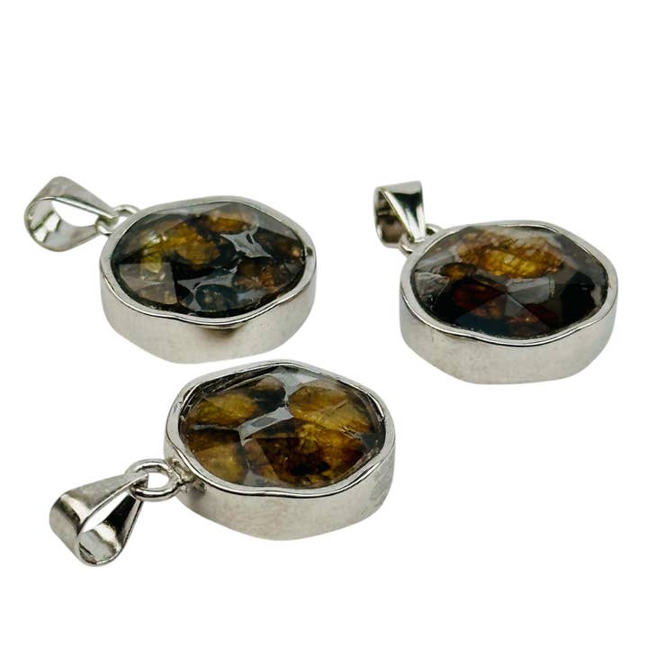 Rock Paradise - Wholesale Individual Charm/Pendant - Sericho Pallasaite Meteorite Crystal Silver Pendant4