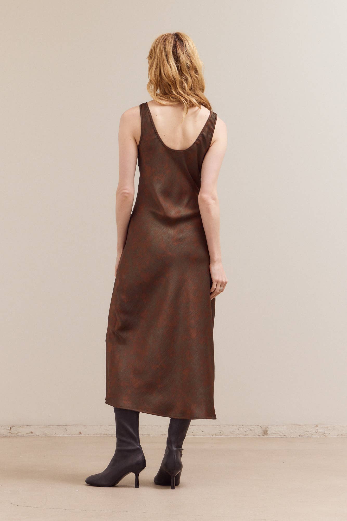 Bronze 61208 - PRINTED SATIN MAXI DRESS for wholesale on Faire5
