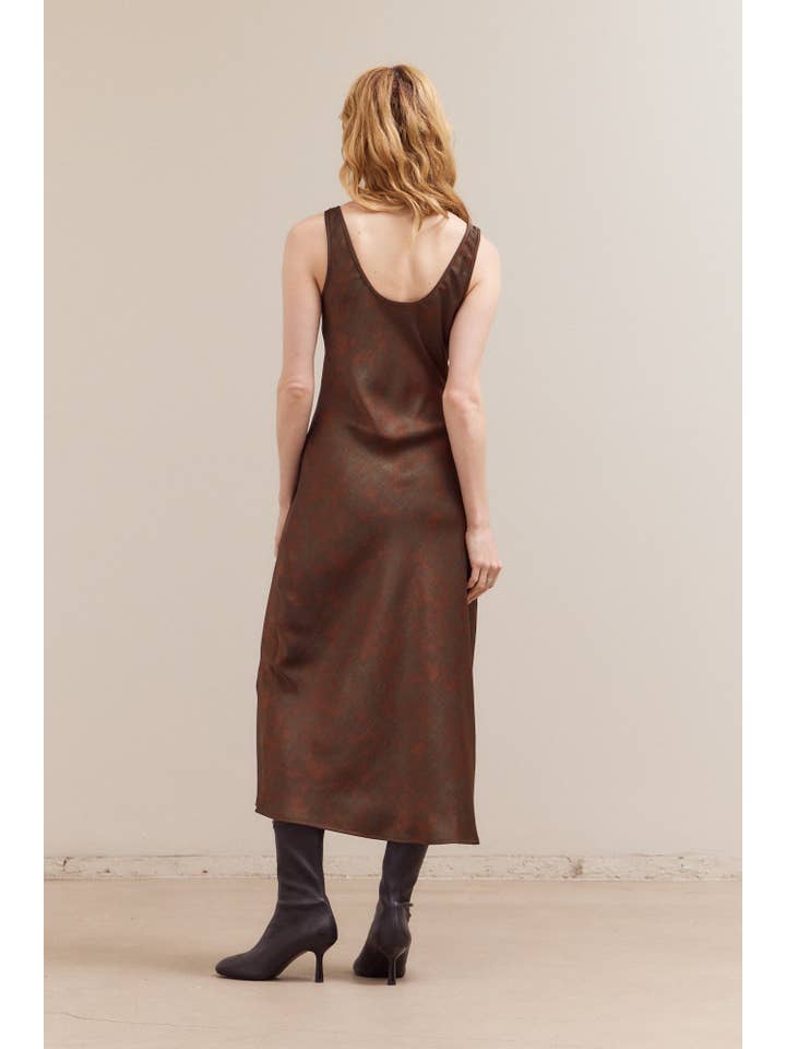 Bronze 61208 - PRINTED SATIN MAXI DRESS for wholesale on Faire5