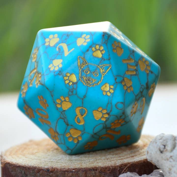 Chihuahua Puppy Pootjes Groen Turkoois 30mm D20 voor wholesale door Misty Mountain Gaming