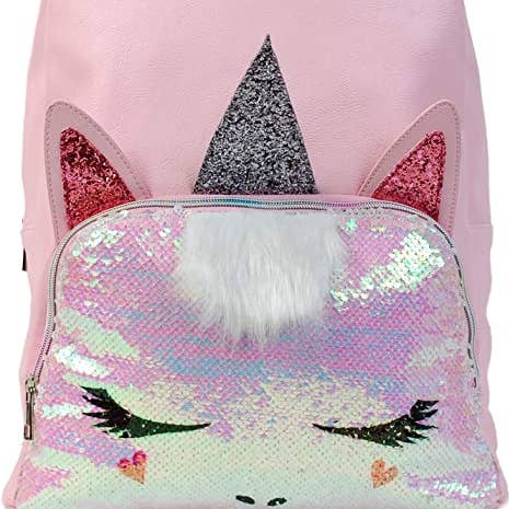 Funky Junque – Großhandel Rucksack – Kinder – Rosa/Pailletten-Einhorn-Rucksack für Mädchen0