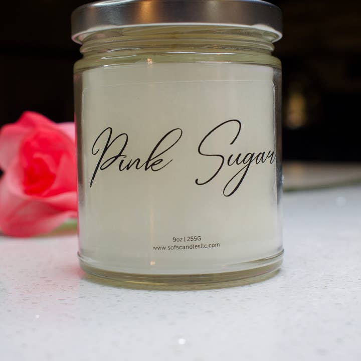 Pink Sugar | 9oz Candle for wholesale by S of S Candles llc