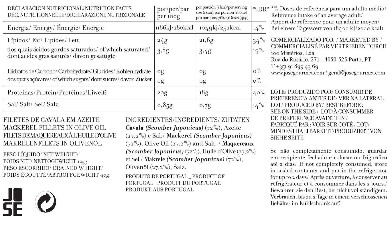 José Gourmet - Wholesale Tinned Fish - Jose Gourmet Mackerel Fillets in Olive Oil, 125g3