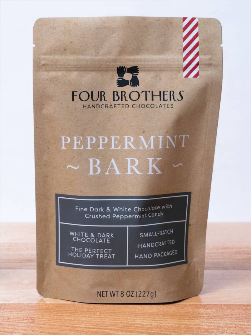 Four Brothers Chocolates - Wholesale Chocolate Covered Sweets - 1/2 lb. Pouch Peppermint Bark