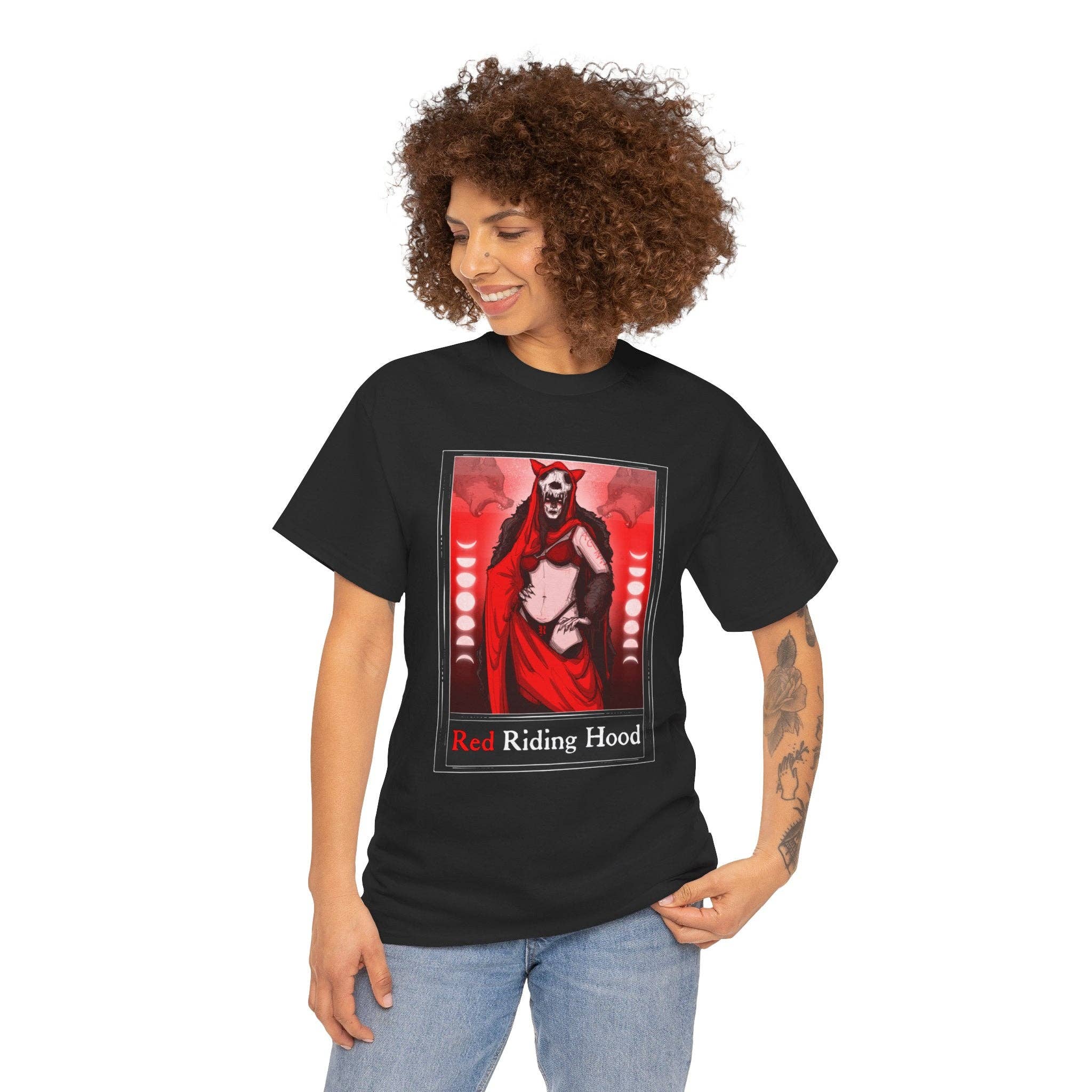 LVB Art - Wholesale T-Shirt (Graphic) - Unisex - Red Riding Hood Tarot  (Front & Back Print) Unisex Heavy Cotton Tee7