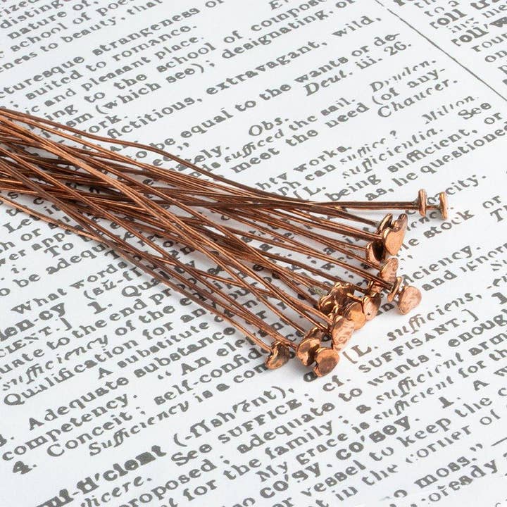 The Bead Traders - Wholesale Craft Supplies - 3 inch Copper Headpin with Heart head 22 Gauge 22 pieces