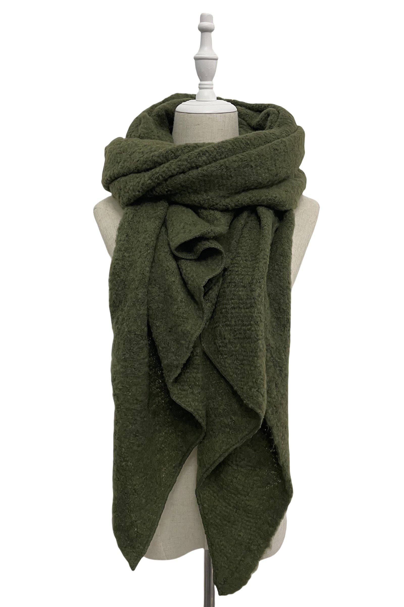 Fashion Scarf World - Wholesale Scarf - Women's - Plain Boucle Diagonal Edge Wool Scarf33
