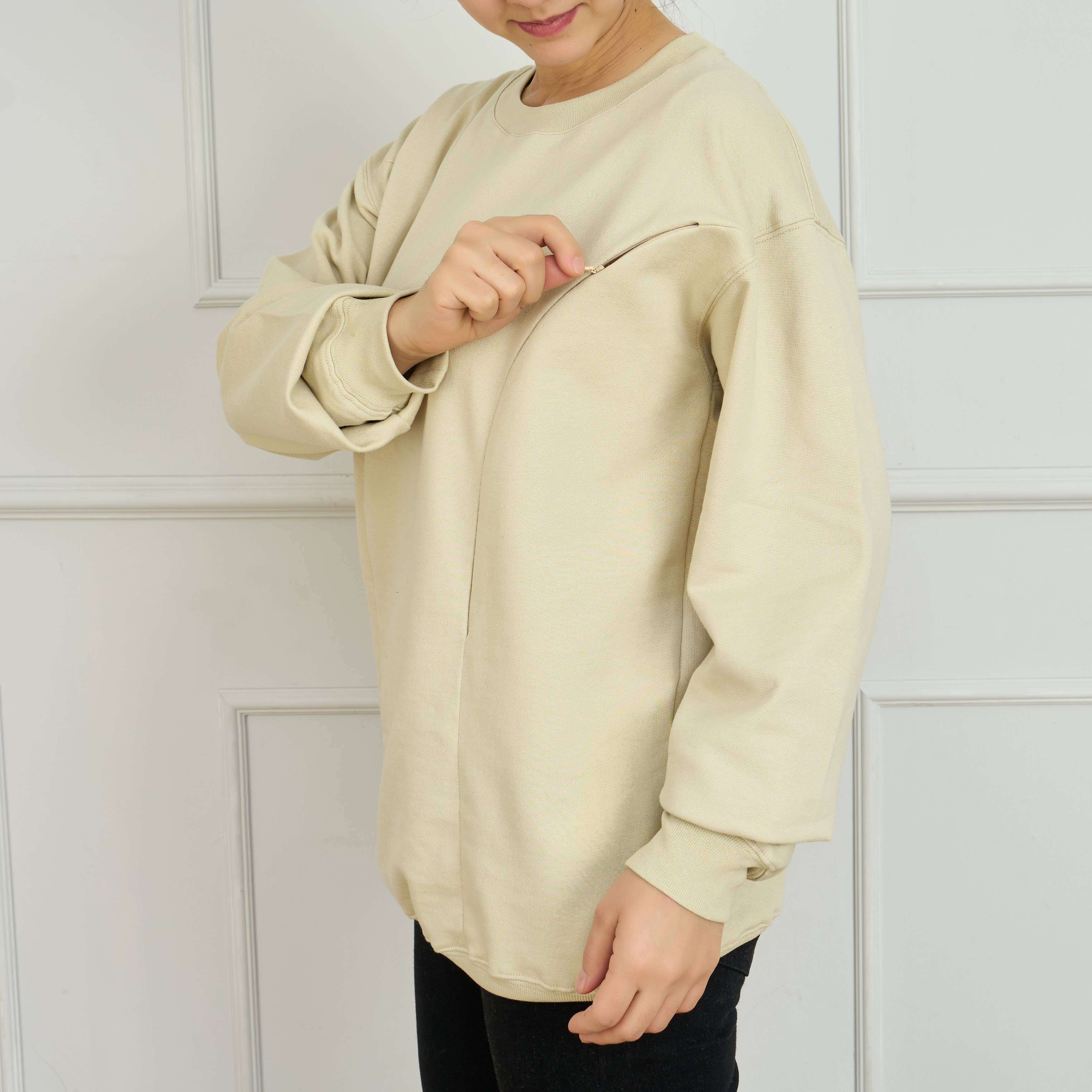 DallasTextile - Wholesale Sweatshirt - Women's - Women's Maternity Breastfeeding Sweatshirt Nursing Zipper0