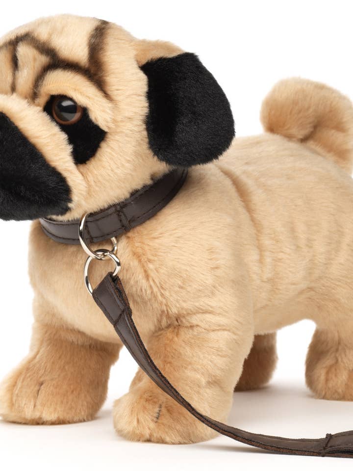 Pug (with leash) - 26 cm - 'Uni-Toys Eco-Line' - Plush Toy for wholesale by Uni Toys
