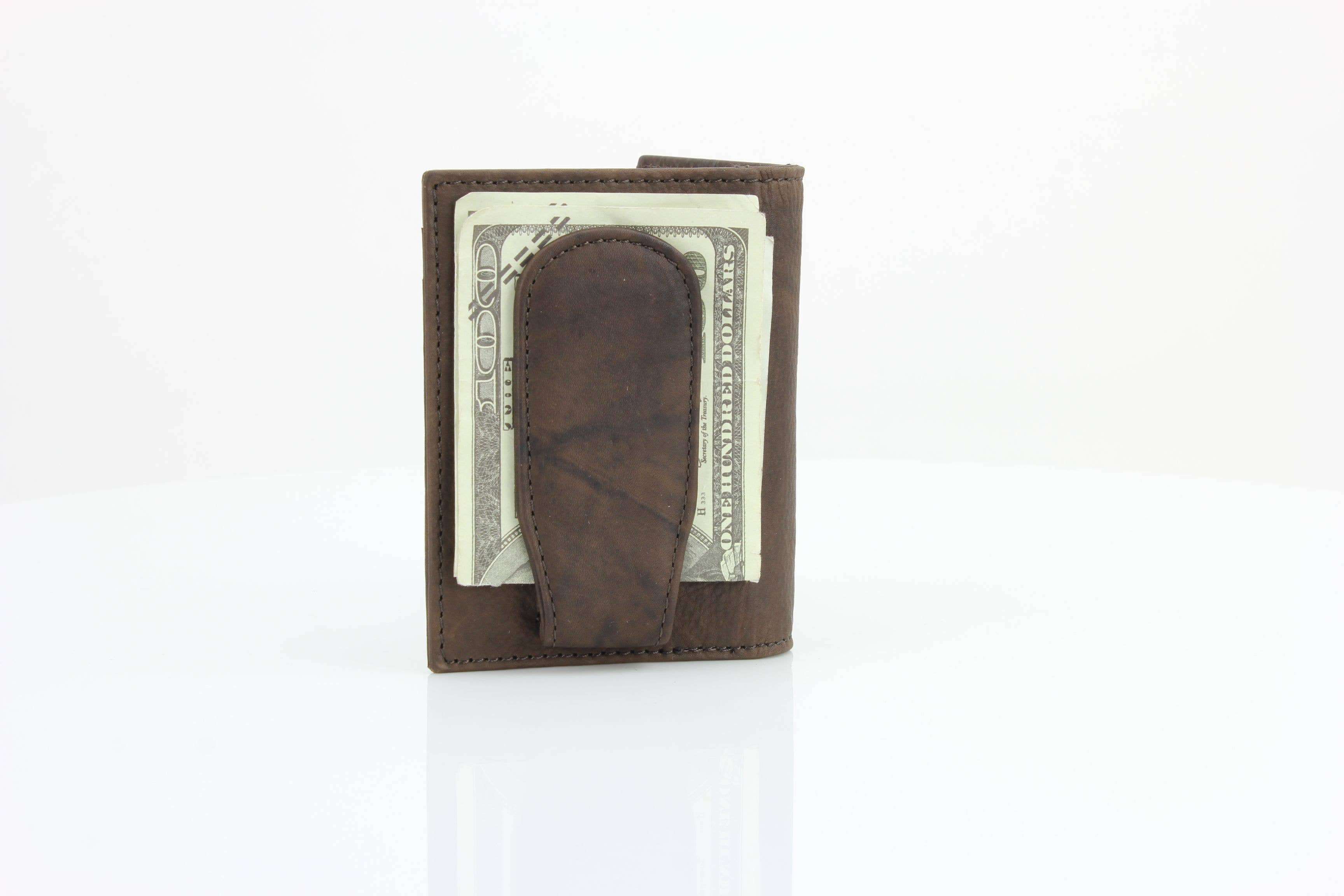 Leather Impressions Inc - Wholesale Money Clip - Unisex - American Bison Oil Pull Up Magnetic Money Clip Card Case 1578