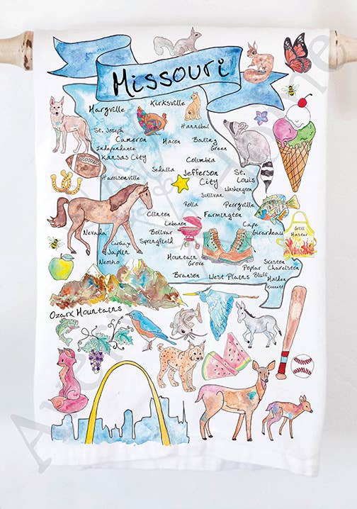 Avery's Home - Wholesale Tea Towel - Missouri State Map Tea Towel