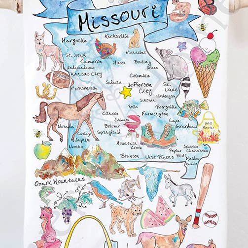 Avery's Home - Wholesale Tea Towel - Missouri State Map Tea Towel