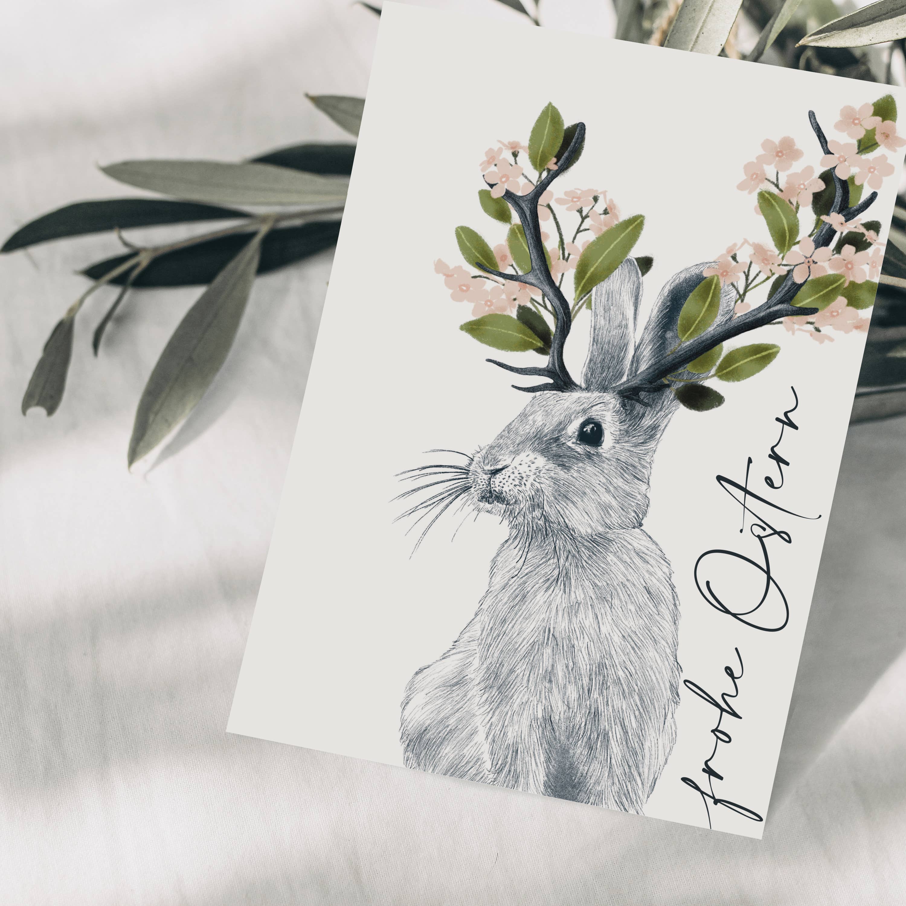 Wildblumen Atelier – wholesale Vykort – Påskkort Kanin Blommor Glad Påsk, FSC-certifierad1