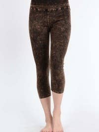 T PARTY Mineral Wash Foldover Waistband Capri Leggings for wholesale by T-Party