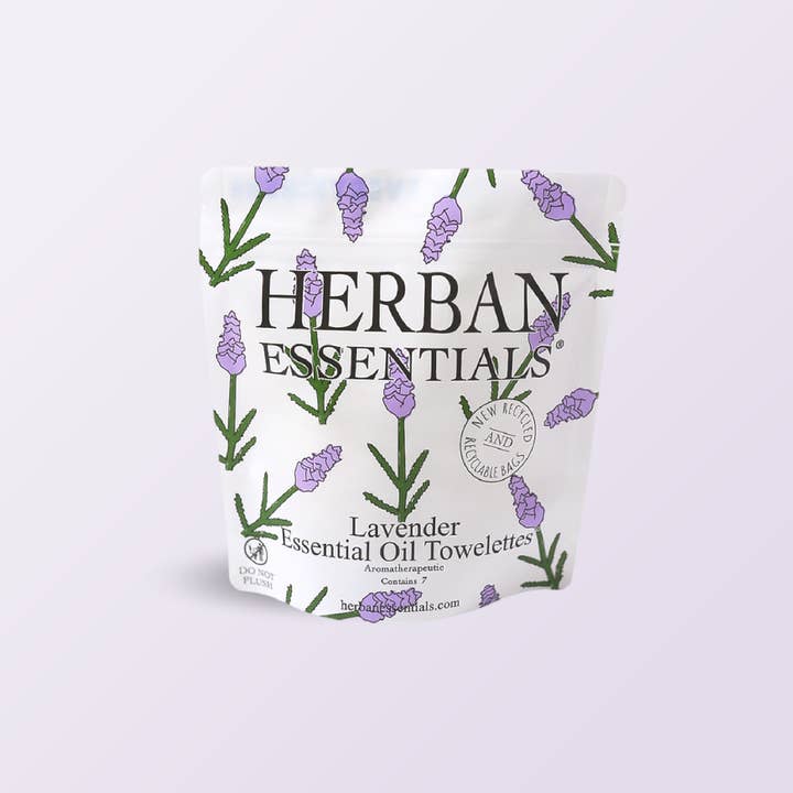 Herban Essentials - Wholesale Essential Oil - Lavender Towelettes - 7 Individual Essential Oil Wipes