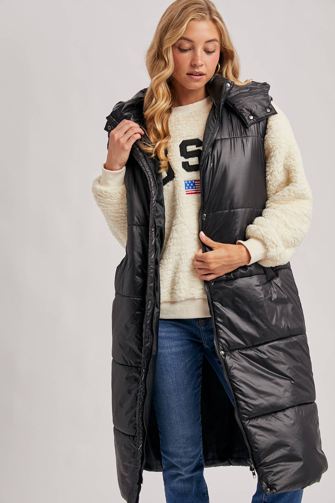 Bluivy – wholesale Väst - Dam – LÅNG LINJE BÄLTE PUFFER HUVA VÄST29