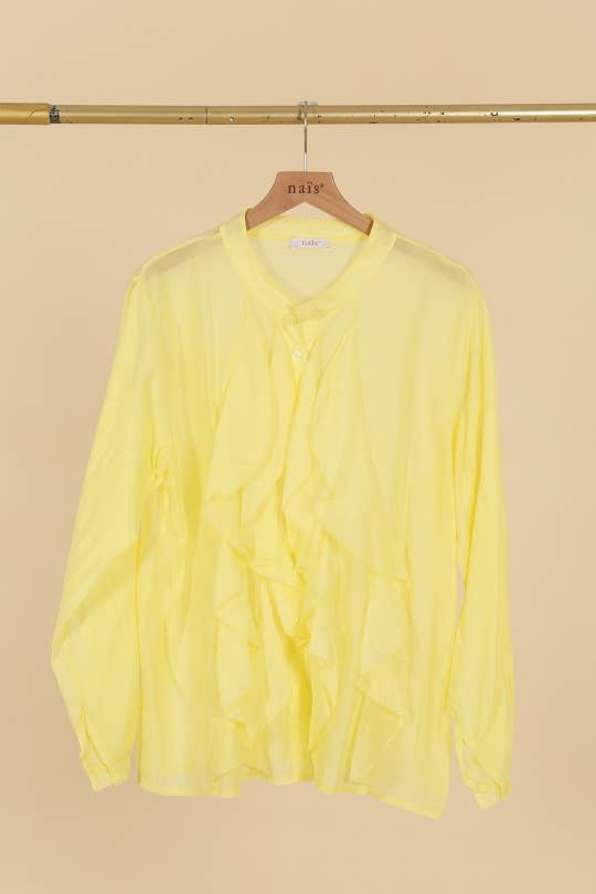 NAÏS PARIS – Engroshandel Bluse - Dame – Skjorte med knapper og flæser over brystet3